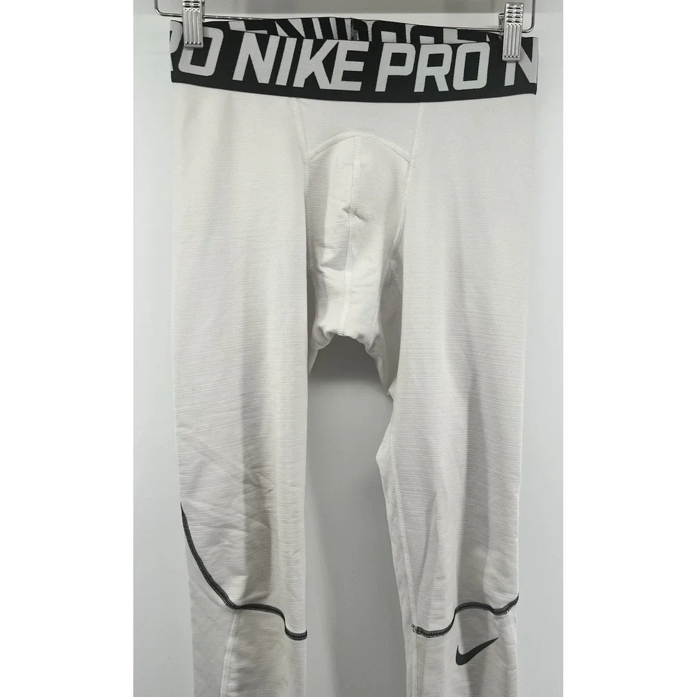 Nike Pro Hyperwarm Leggings Mens Medium Black White Full Length Compression